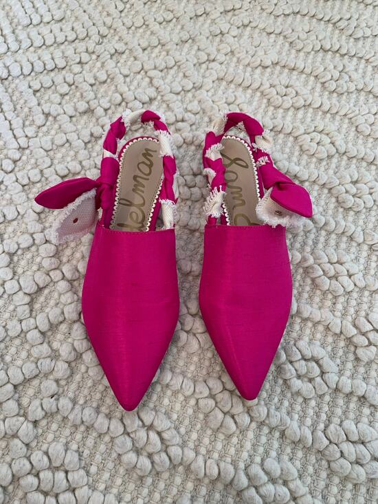 Sam Edelman Shoes - Sam Edelman Rivers Hot Pink Silk SatinPointed Toe Slingback Mule Hot Pink Sz 7 M